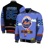 custom new york mets mario blocks blue black varsity jacket best selling