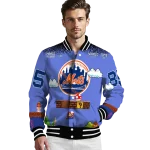 custom new york mets mario blocks blue black varsity jacket best selling
