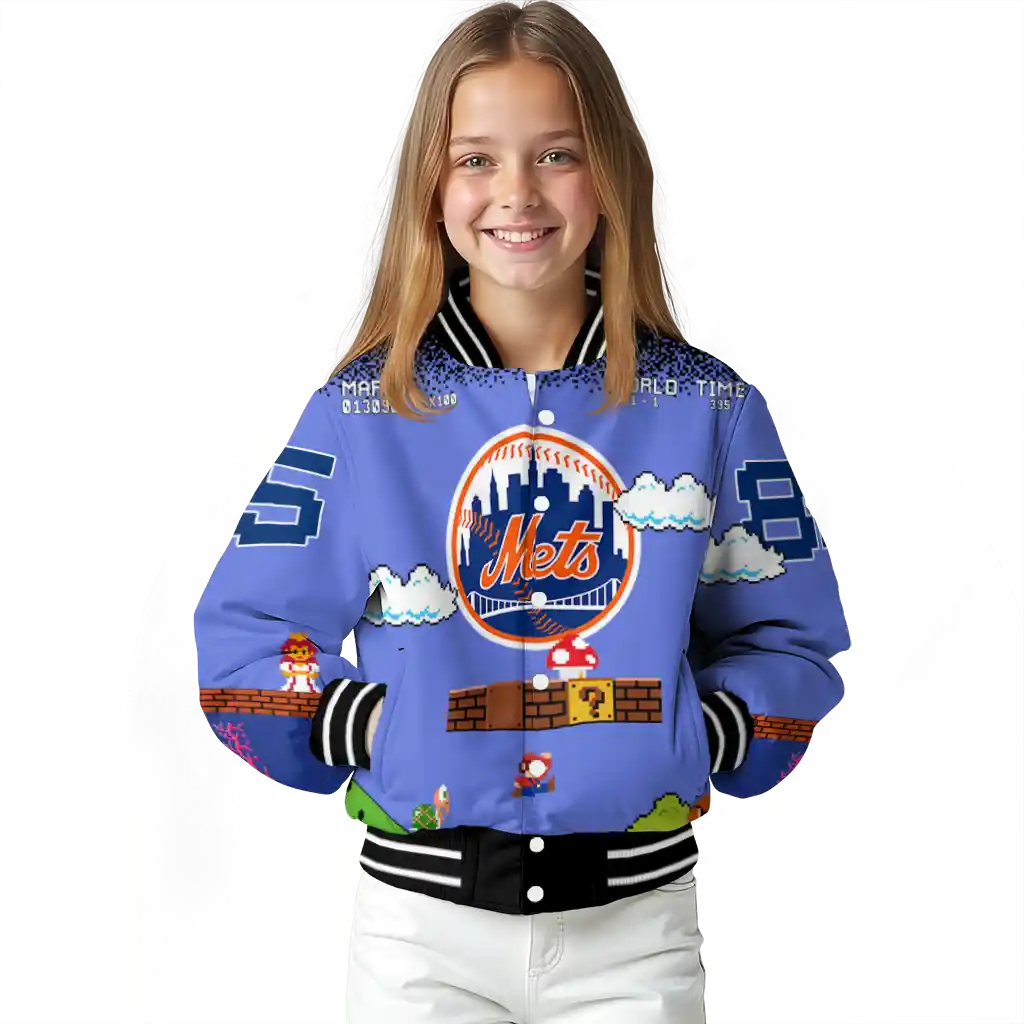 custom new york mets mario blocks blue black varsity jacket top rated custom new york mets mario blocks blue black varsity jacket top rated