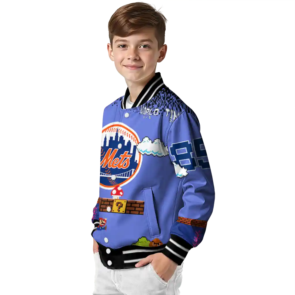 custom new york mets mario blocks blue black varsity jacket trendy custom new york mets mario blocks blue black varsity jacket trendy