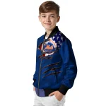 custom new york mets us flag claws blue bomber jacket best selling