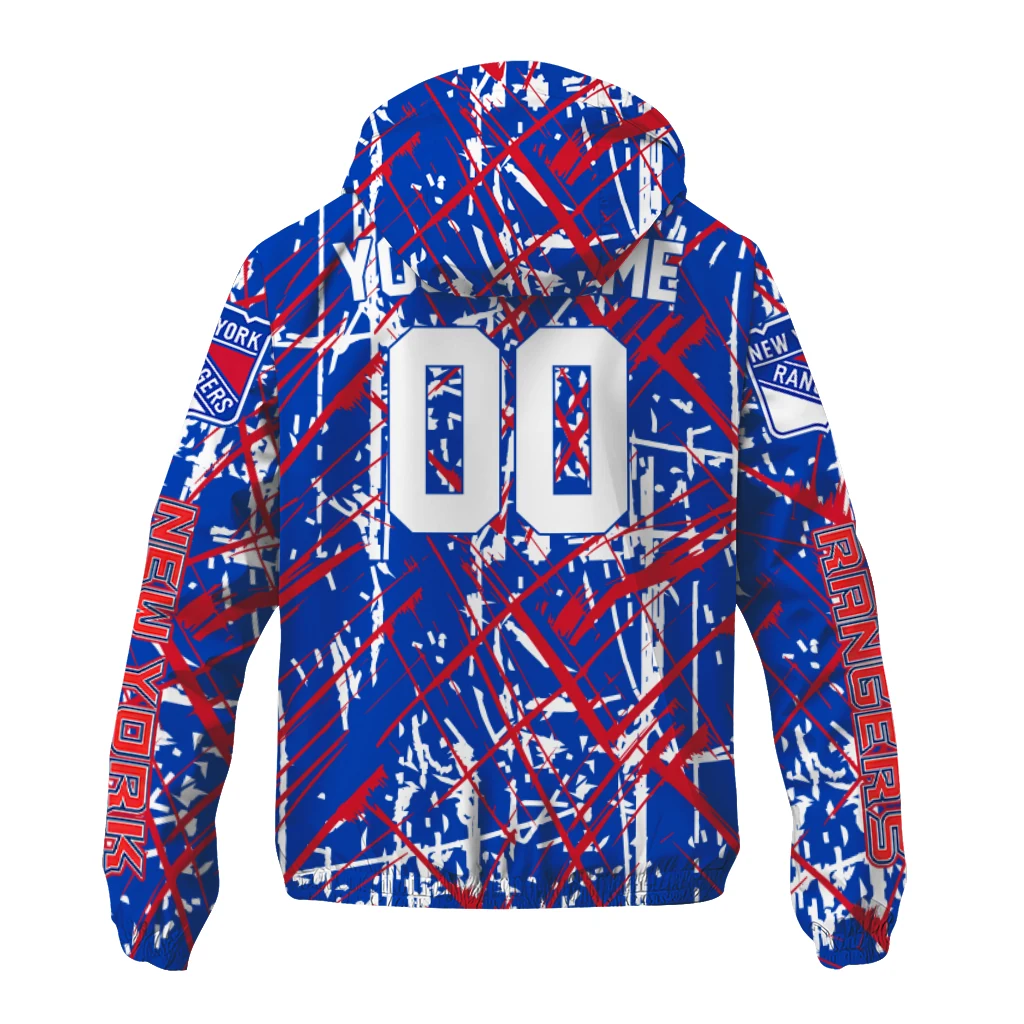 custom new york rangers brushstroke pattern blue windbreaker jacket fashion forward custom new york rangers brushstroke pattern blue windbreaker jacket fashion forward