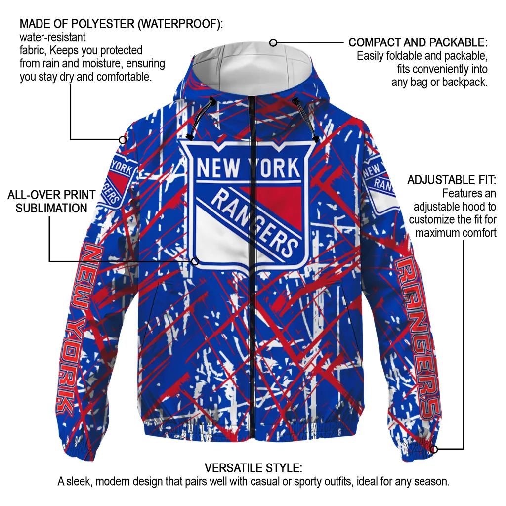 custom new york rangers brushstroke pattern blue windbreaker jacket new arrival custom new york rangers brushstroke pattern blue windbreaker jacket new arrival