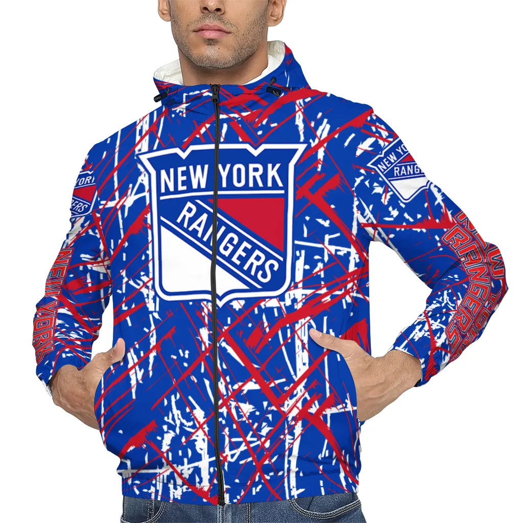 custom new york rangers brushstroke pattern blue windbreaker jacket top rated custom new york rangers brushstroke pattern blue windbreaker jacket top rated