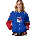 custom new york rangers chevron style blue varsity jacket best selling