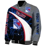 custom new york rangers electric flash blue varsity jacket best selling