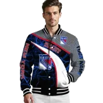 custom new york rangers electric flash blue varsity jacket best selling