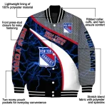 custom new york rangers electric flash blue varsity jacket best selling