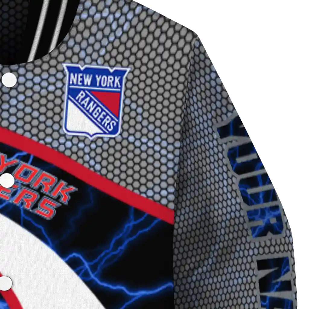 custom new york rangers electric flash blue varsity jacket premium grade custom new york rangers electric flash blue varsity jacket premium grade