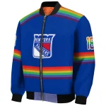 custom new york rangers rainbow jersey number blue bomber jacket best selling