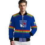 custom new york rangers rainbow jersey number blue bomber jacket best selling