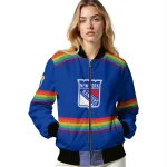 custom new york rangers rainbow jersey number blue bomber jacket best selling
