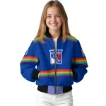 custom new york rangers rainbow jersey number blue bomber jacket best selling