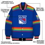 custom new york rangers rainbow jersey number blue varsity jacket best selling