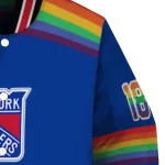 custom new york rangers rainbow jersey number blue varsity jacket best selling