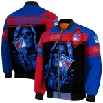 custom new york rangers reaper hands blue black bomber jacket best selling