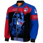 custom new york rangers reaper hands blue black bomber jacket best selling