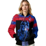 custom new york rangers reaper hands blue black bomber jacket best selling