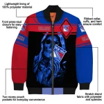 custom new york rangers reaper hands blue black bomber jacket best selling
