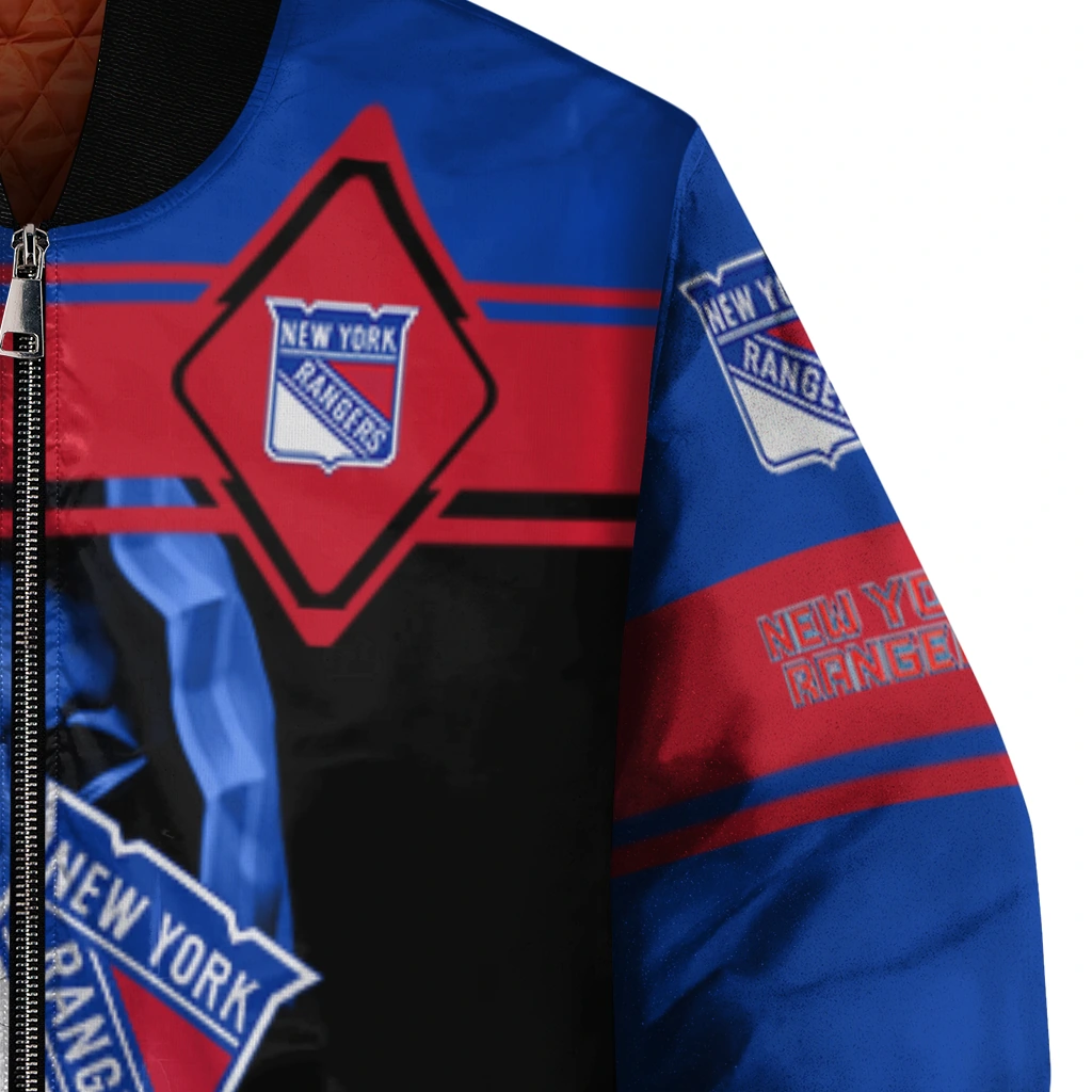 custom new york rangers reaper hands blue black bomber jacket premium grade custom new york rangers reaper hands blue black bomber jacket premium grade