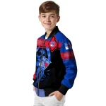 custom new york rangers reaper hands blue black bomber jacket best selling