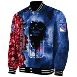 custom new york rangers skull cluster blue varsity jacket best selling