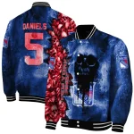 custom new york rangers skull cluster blue varsity jacket best selling