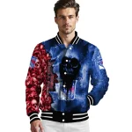 custom new york rangers skull cluster blue varsity jacket best selling