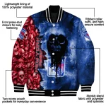 custom new york rangers skull cluster blue varsity jacket best selling