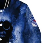 custom new york rangers skull cluster blue varsity jacket best selling