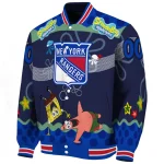 custom new york rangers spongebob playtime blue varsity jacket best selling