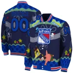 custom new york rangers spongebob playtime blue varsity jacket best selling