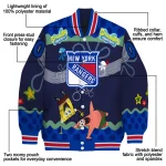 custom new york rangers spongebob playtime blue varsity jacket best selling