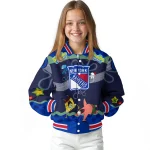 custom new york rangers spongebob playtime blue varsity jacket best selling
