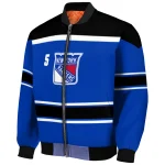 custom new york rangers stripe statement blue black bomber jacket best selling