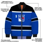 custom new york rangers stripe statement blue black bomber jacket best selling