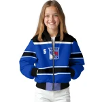 custom new york rangers stripe statement blue black bomber jacket best selling