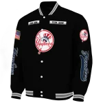 custom new york yankees american flag skull black varsity jacket best selling