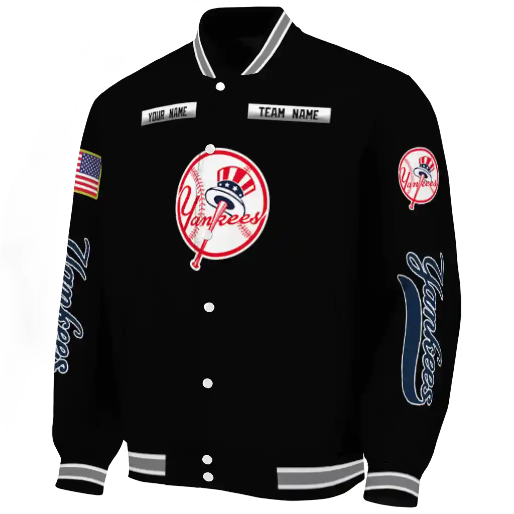 custom new york yankees american flag skull black varsity jacket best selling custom new york yankees american flag skull black varsity jacket best selling
