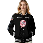 custom new york yankees american flag skull black varsity jacket best selling
