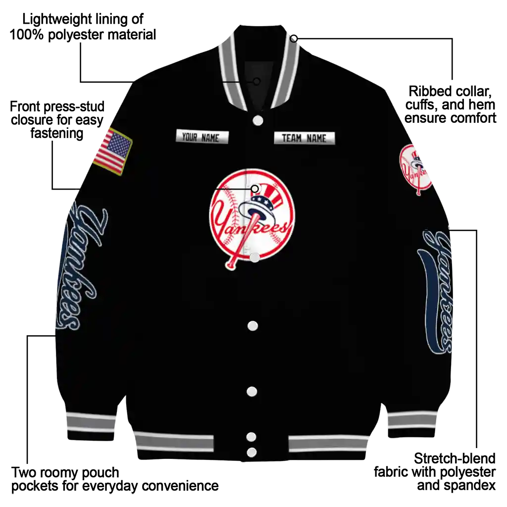 custom new york yankees american flag skull black varsity jacket new arrival custom new york yankees american flag skull black varsity jacket new arrival