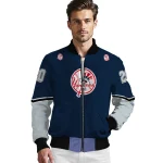custom new york yankees chevron style navy bomber jacket best selling
