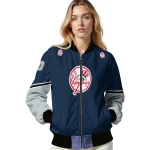 custom new york yankees chevron style navy bomber jacket best selling