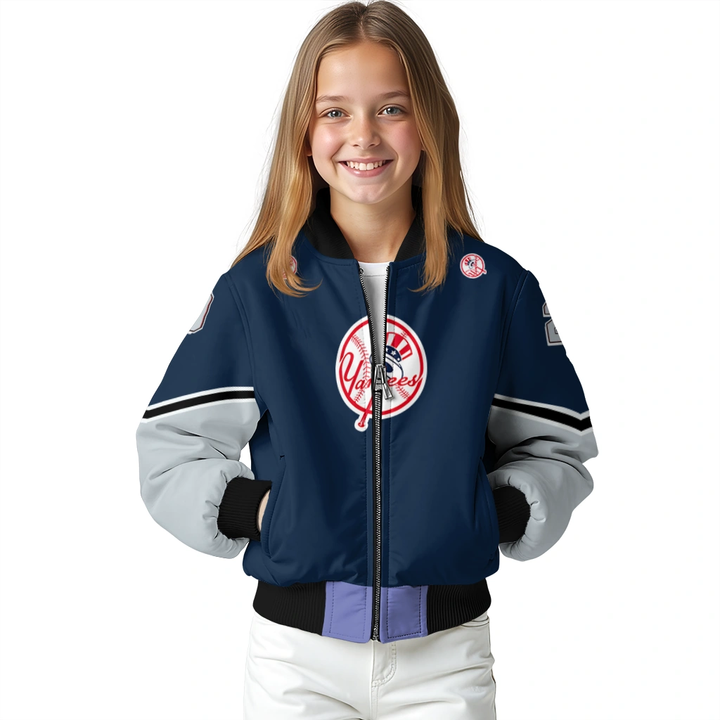 custom new york yankees chevron style navy bomber jacket top rated custom new york yankees chevron style navy bomber jacket top rated