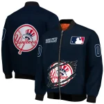 custom new york yankees claw gash navy bomber jacket best selling