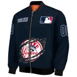 custom new york yankees claw gash navy bomber jacket best selling