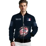 custom new york yankees claw gash navy bomber jacket best selling