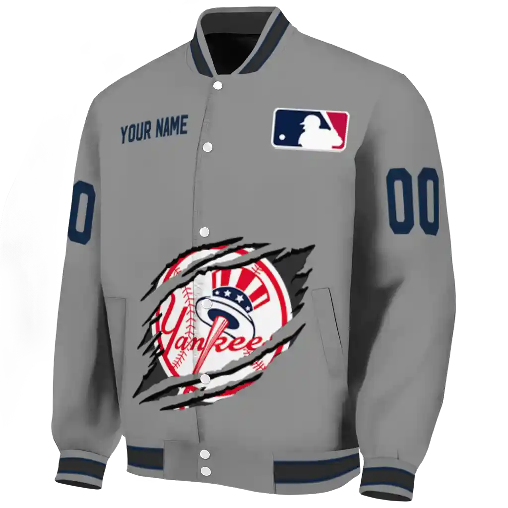 custom new york yankees claw rend grey varsity jacket best selling custom new york yankees claw rend grey varsity jacket best selling