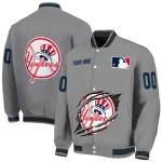 custom new york yankees claw rend grey varsity jacket best selling