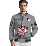 custom new york yankees claw rend grey varsity jacket best selling
